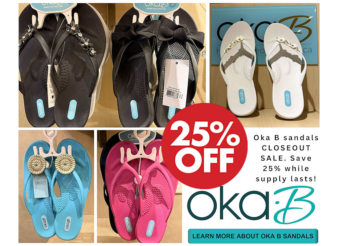 SAVE 50% OFF Oka-B Sandals CLOSEOUT from The Spa Within in Detroit Lakes MN while supply lasts