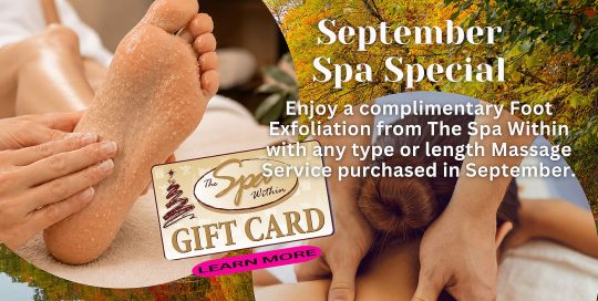 September Spa Specials at The Spa Within at The Lodge on Lake Detroit